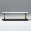 Corto Mango wood Marvel Top and Iron Coffee Table In White and Black Color