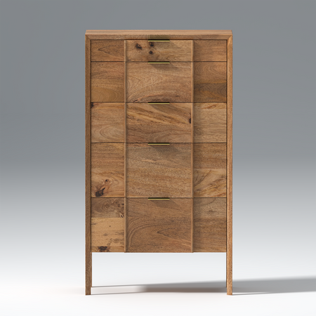 Quincy Mango Wood 5 Drawer Dresser In Natural