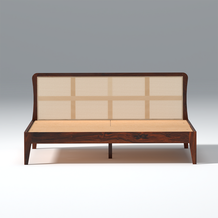Zen Cane & Sheesham Wood Bed In Maharani Finish