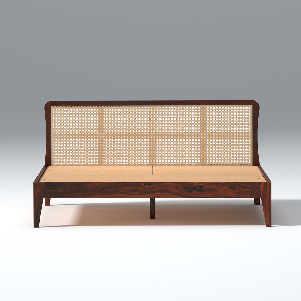 Zen Cane & Sheesham Wood Bed In Maharani Finish