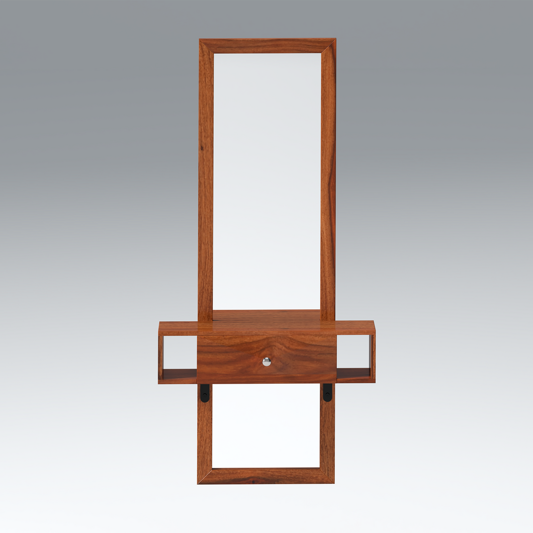 Glimm Sheesham Wood Wall Mount Dressing Table in Reddish Rosewood color