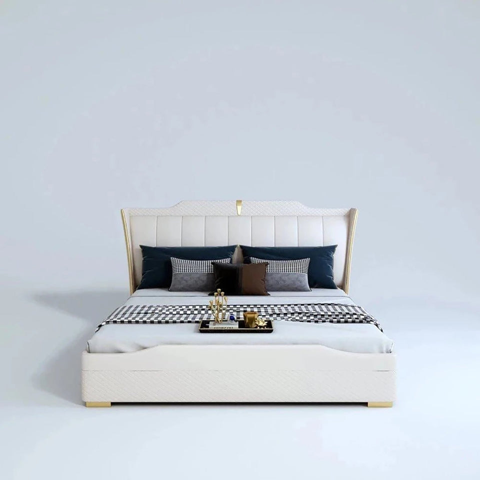 Elysium Upholstered Bed in Beige Colour With Box Storage