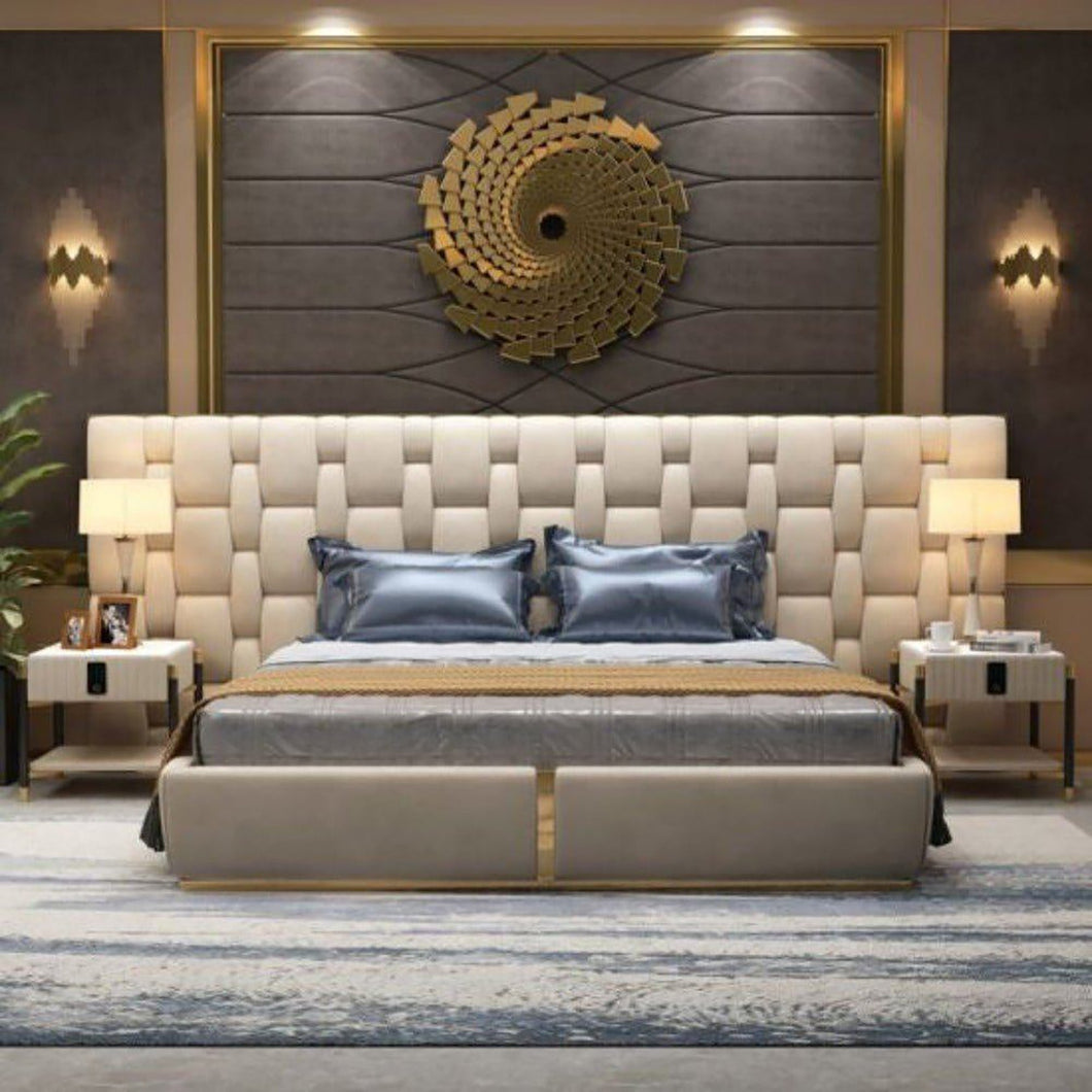 Arborland Upholstered Bed in Beige Colour With Box Storage