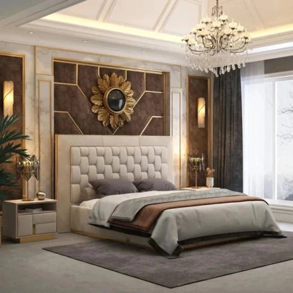 Arboronix Upholstered Bed in Beige Colour With Box Storage