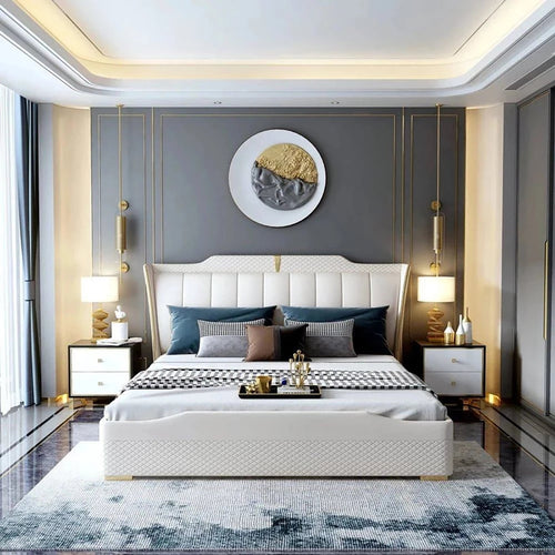 Elysium Upholstered Bed in Beige Colour With Box Storage