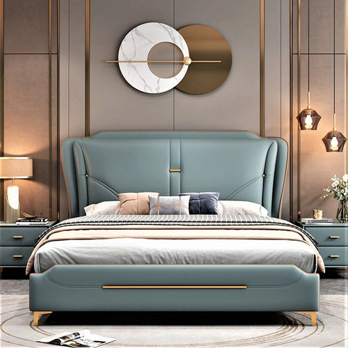 Astra Upholstered Bed in Greyish Blue Colour With Box Storage