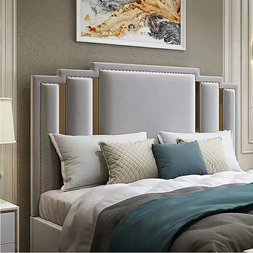 Arboris Upholstered Bed in Grey Colour Without Box Storage