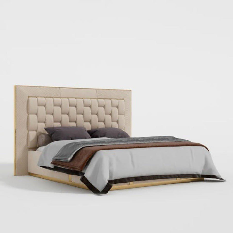 Arboronix Upholstered Bed in Beige Colour With Box Storage