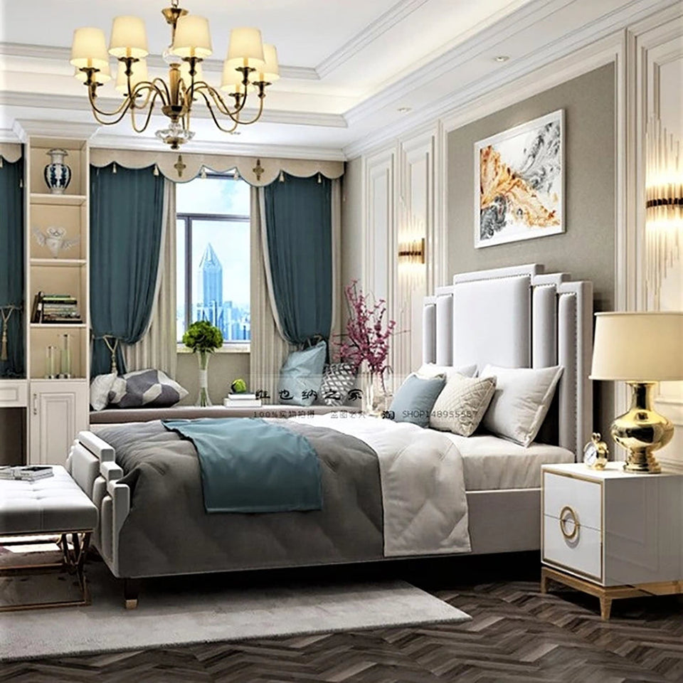 Arboris Upholstered Bed in Grey Colour Without Box Storage