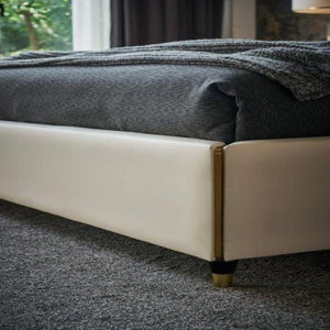 Ashford King size Upholstered Bed in Beige Colour With Box Storage