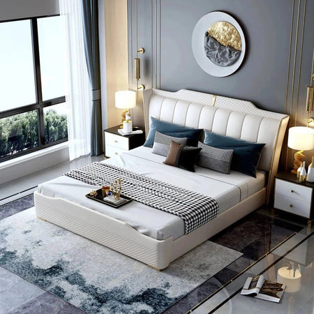 Elysium Upholstered Bed in Beige Colour With Box Storage
