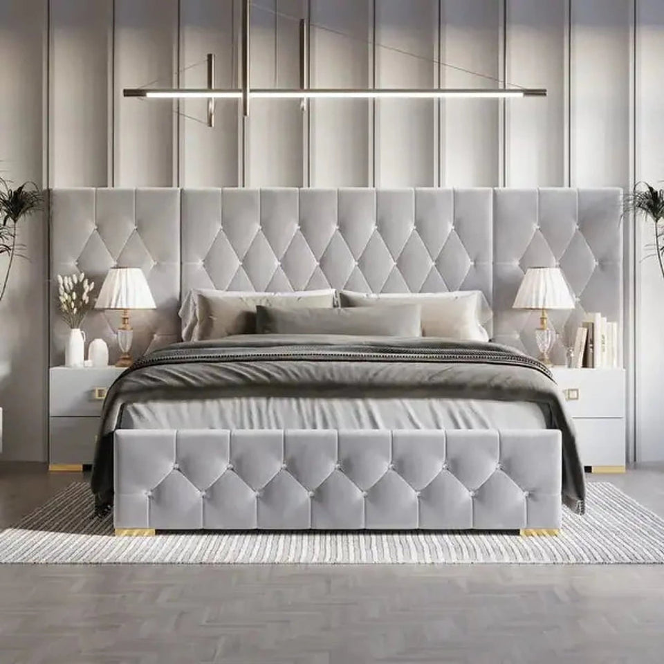 Sprucen Upholstered Bed in light Pink Colour Without Box Storage