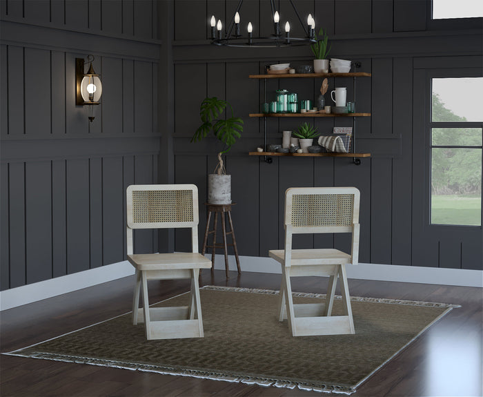 Felvian Solid Wood Cane Chair Set of 2