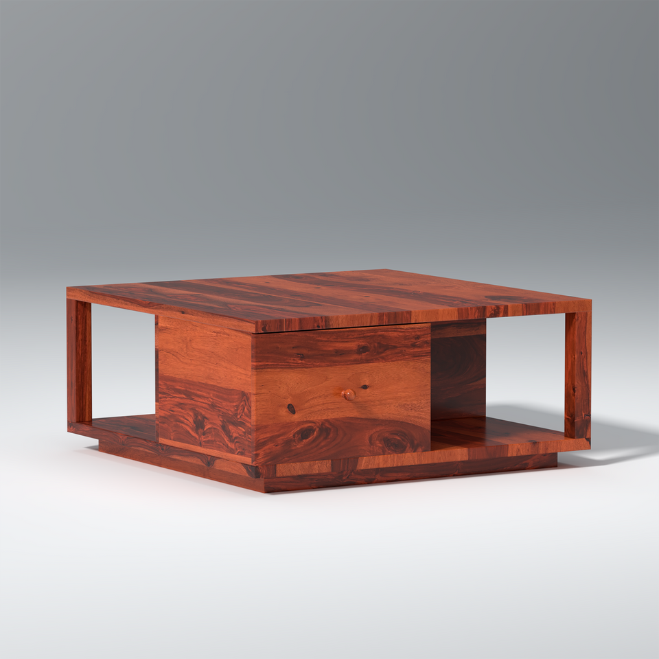 Cappu Chic Sheesham Wood Coffee Table In Reddish Rosewood Color