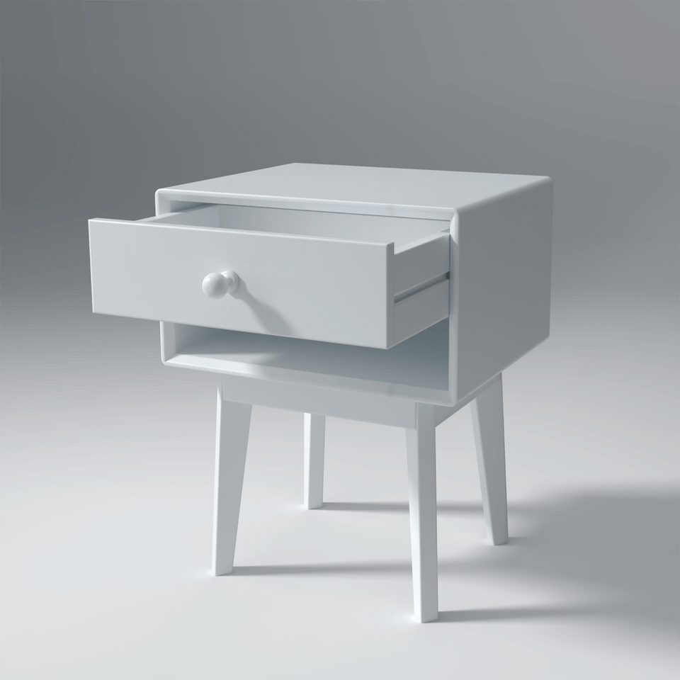 Maria MDF And Mango Wood Bedside In White