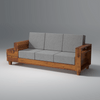 Gezeling Sheesham Wood Sofa with 2 drawers in Light Honey