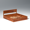 Lofted Sheesham Wood bed with Box Storage in Maharani Color