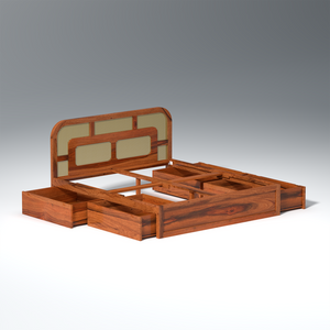 Zenitha Sheesham Wood Bed with Drawer Storage in Maharani Colour