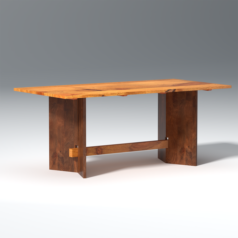 Pepin Mango Wood Dining Table In Walnut Color with 6 Seating