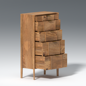 Quincy Mango Wood 5 Drawer Dresser In Natural