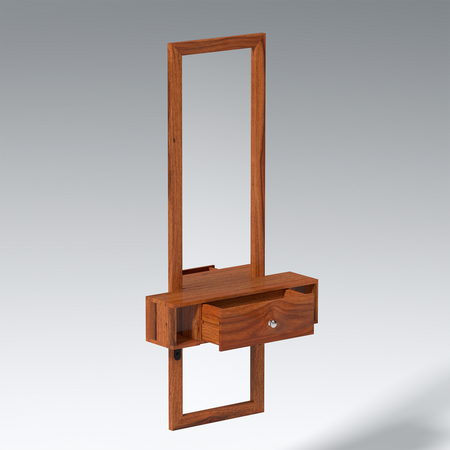 Glimm Sheesham Wood Wall Mount Dressing Table in Reddish Rosewood color