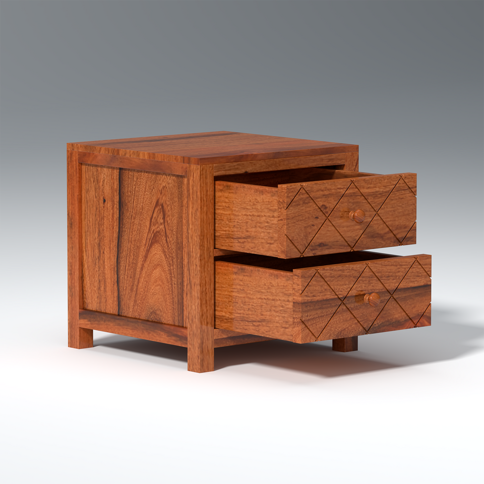 Lofted Sheesham Wood Bedside In Maharani color