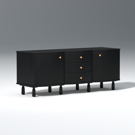 Reba Mango Wood Sideboard In Black Color with 3 Drawer