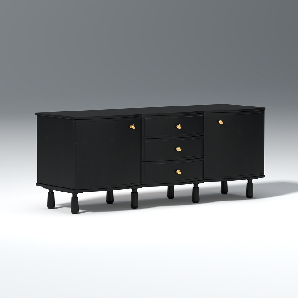 Reba Mango Wood Sideboard In Black Color with 3 Drawer