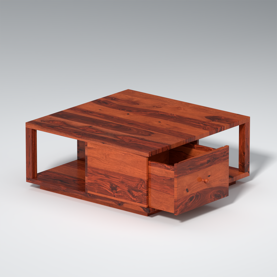 Cappu Chic Sheesham Wood Coffee Table In Reddish Rosewood Color