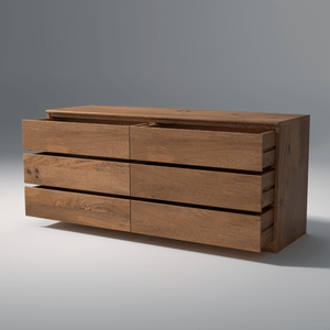 Winsome Mango Wood Dresser Table with 6 Drawers in Natural Finish