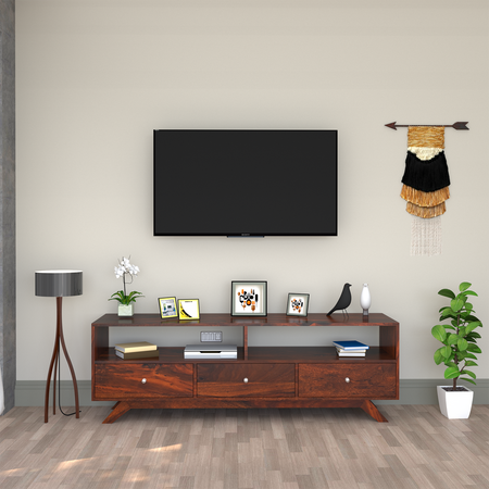 Cosmos Sheesham Wood TV Unit in Dark Maharani Colour