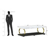 Corto Mango wood Marvel Top and Iron Coffee Table In White and Black Color