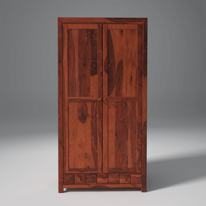 Pluto Sheesham Wood Wardrobe In Reddish Rosewood