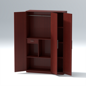 Prada 3 Door Engineered Wood Wardrobe In Mahogany