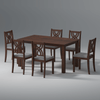 Oliver Mango Wood 6 Seater Dining Table Set In Walnut