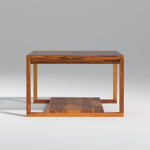 Cortado Curve Sheesham Wood Coffee Table In Light Honey Color