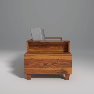 Gezeling Sheesham Wood Sofa with 2 drawers in Light Honey