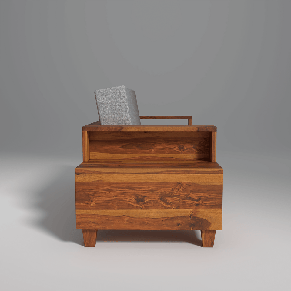 Gezeling Sheesham Wood Sofa with 2 drawers in Light Honey