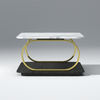 Corto Mango wood Marvel Top and Iron Coffee Table In White and Black Color