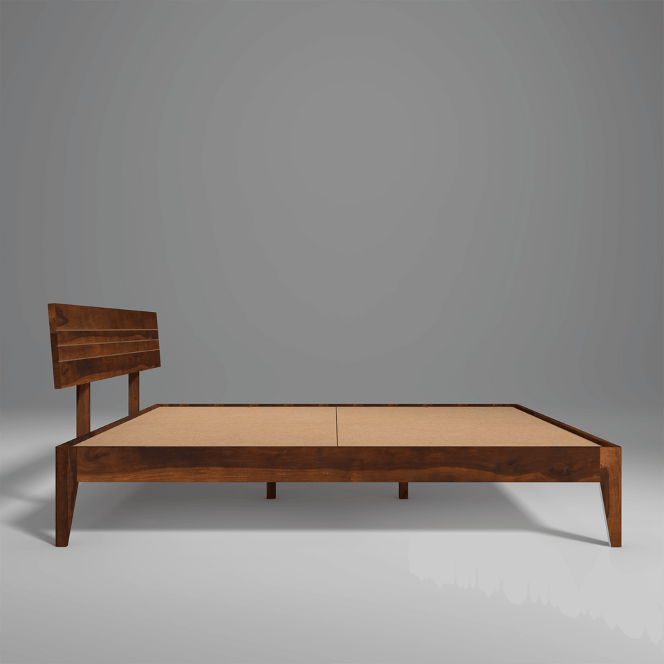 Pully Low Sheesham Wood Bed Light Rosewood Without Box Storage