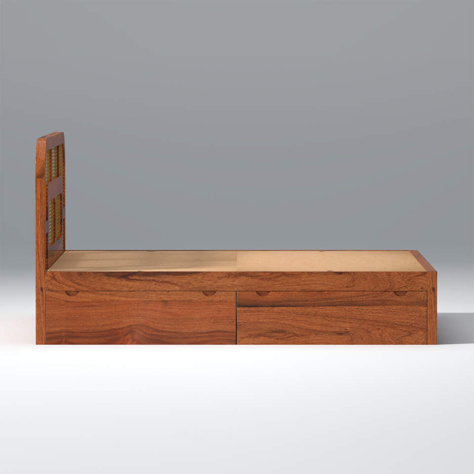 Zenitha Sheesham Wood Bed with Drawer Storage in Maharani Colour