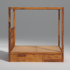 Canopy Sheesham Wood Bed With Drawer Storage in Light Honey colour