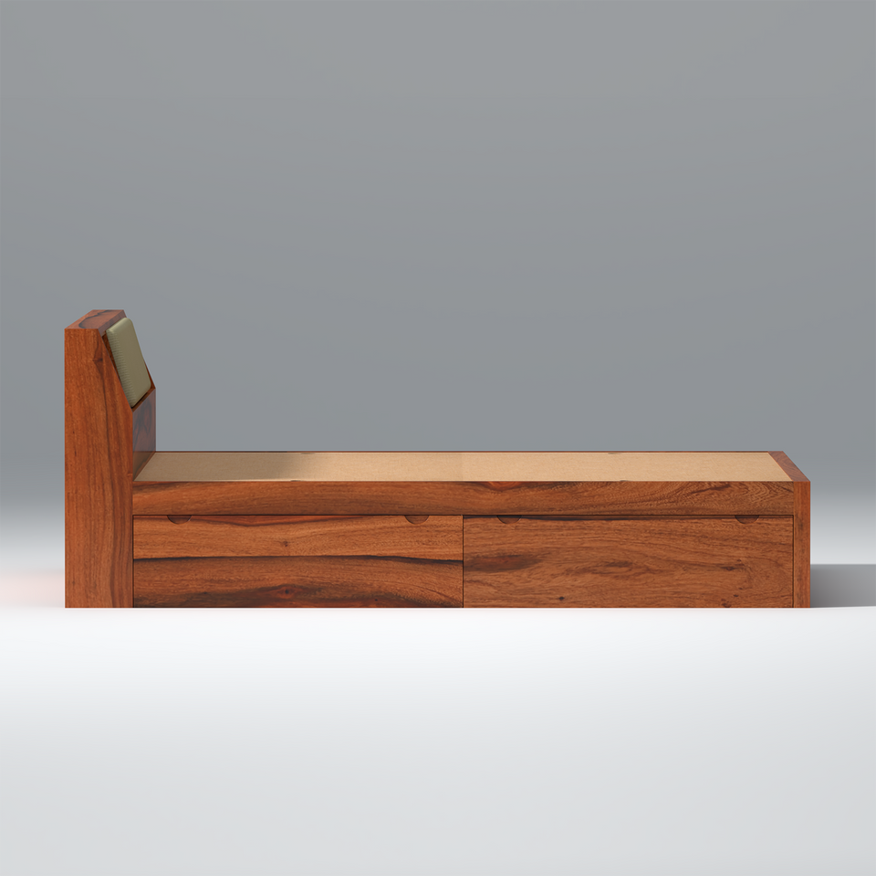 Serene Sheesham Wood bed with Drawer Storage in Maharani Colour