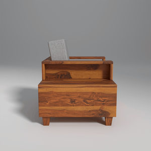 Gezeling Sheesham Wood Sofa with 2 drawers in Light Honey