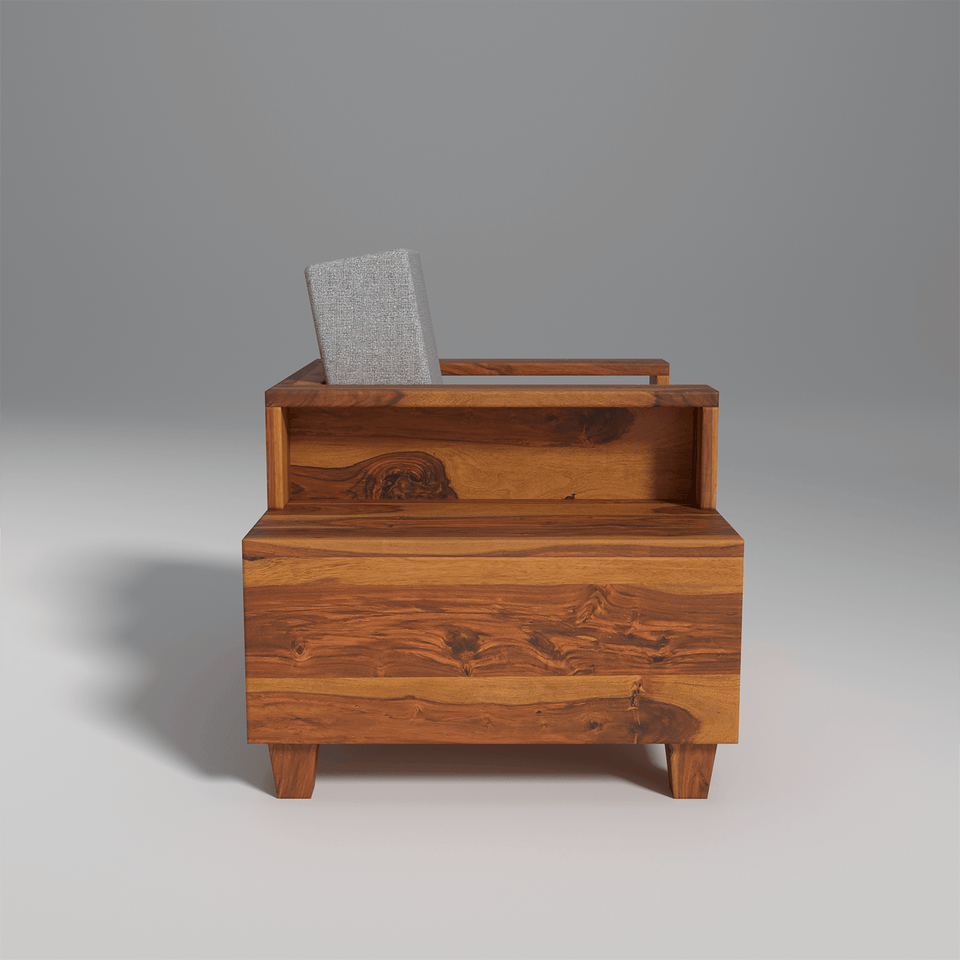 Gezeling Sheesham Wood Sofa with 2 drawers in Light Honey