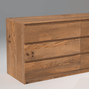 Winsome Mango Wood Dresser Table with 6 Drawers in Natural Finish