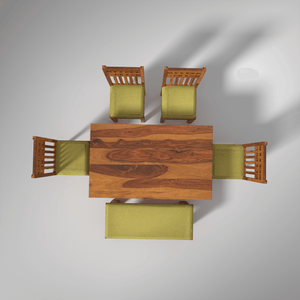 Axel Sheesham Wood Dining Table Set (6 seater) In Light Honey