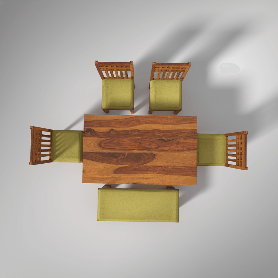 Axel Sheesham Wood Dining Table Set (6 seater) In Light Honey